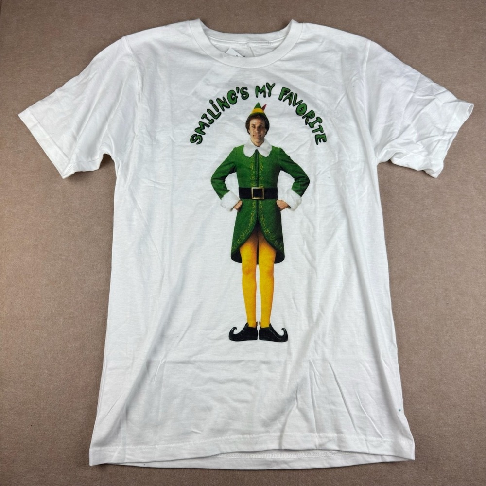Elf Movie Smiling's My Favorite Quote T-Shirt Mens S White Movie Funny Tee
